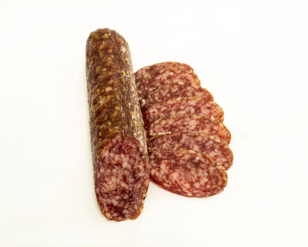 La saucisse coupée en tranches — Photo