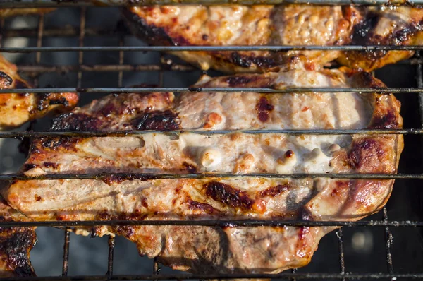 Carne em uma treliça — Fotografia de Stock