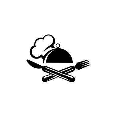Aşçı şapkası ve logo şablonu, restoran ikonu. vektör illüstrasyonu