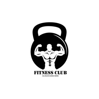 fitness vektör logo tasarımı beyaz, vektör illüstrasyonunda izole