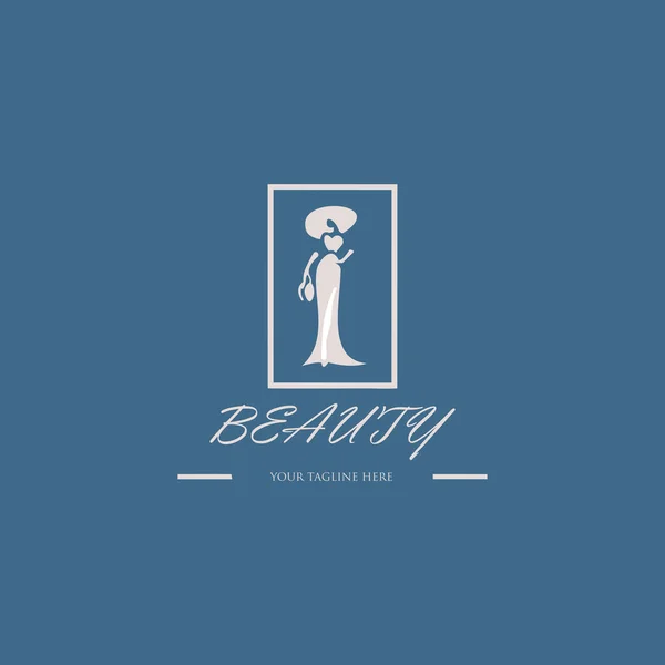 Logo Beauté Avec Fond Bleu Beauté Salon Cosmétique Spa Cheveux — Image vectorielle