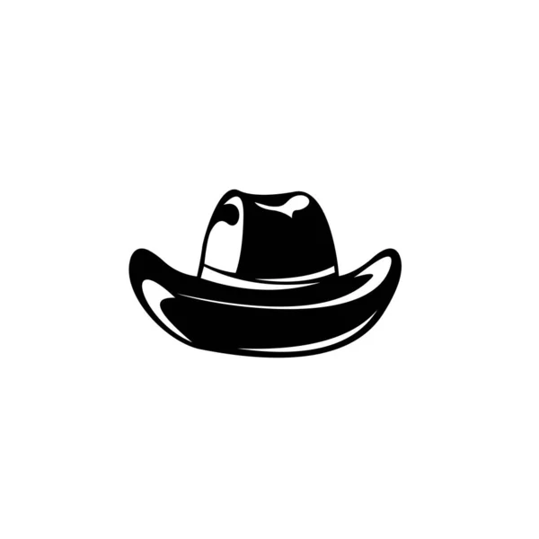 Cowboy Καπέλο Εικονίδιο Retro Hat Emblem Σχεδιασμό Λευκό Φόντο — Διανυσματικό Αρχείο