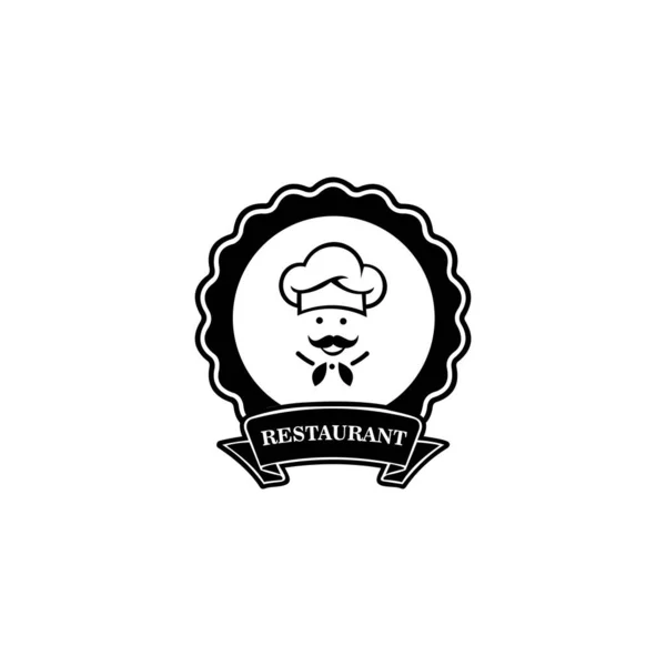 Chef Dans Chapeau Cuisine Logo Vecteur Icône Symbole Pour Menu — Image vectorielle