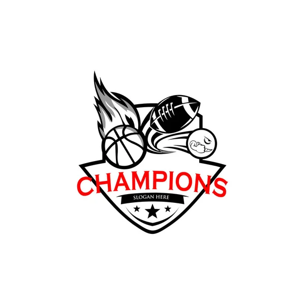 Sports Logo Σχεδιασμός Προτύπου Απομονώνονται Λευκό Φόντο — Διανυσματικό Αρχείο