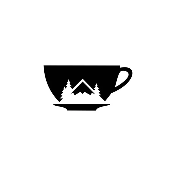 Mountain Coffee Logo Conceito Montanha Com Logotipo Xícara Café Aventura — Vetor de Stock