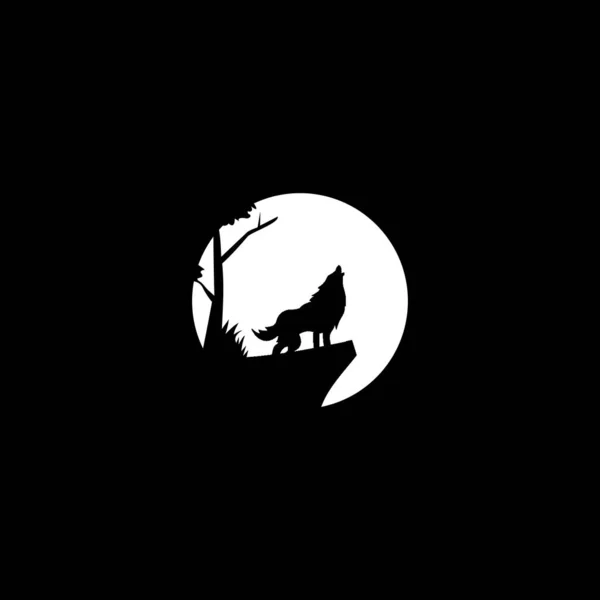 Lobo Uivando Luar Animal Selvagem Noite Ilustração Design Gráfico —  Vetores de Stock