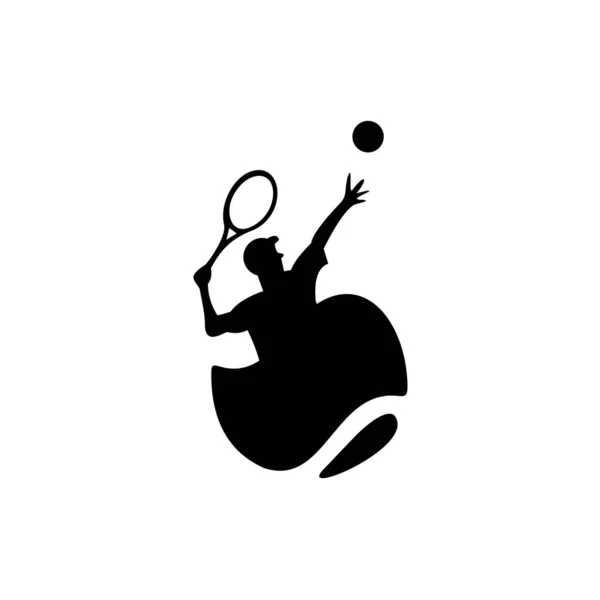 Joueur Tennis Stylisé Silhouette Vectorielle Logo Jeu Sport Vectoriel Balle — Image vectorielle