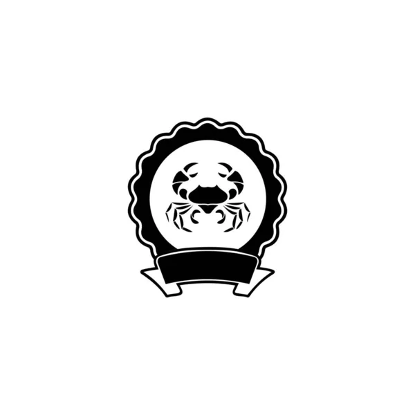 Krab Owoce Morza Etykieta Kraba Ikony Logo Naklejka Nadrukiem Dla — Wektor stockowy