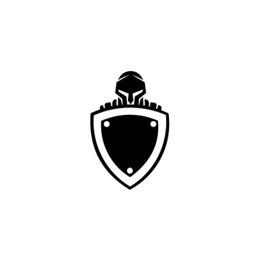 Kalkan logolu Spartalı. şirket, simge ve diğerleri için kullanılabilir.