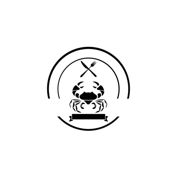 Crabe Fruits Mer Icône Étiquette Crabe Logo Autocollant Impression Pour — Image vectorielle