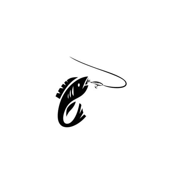 Balık Amblemi Vahşi Balık Logosu Uçan Balık Logosu Balık Kancası — Stok Vektör