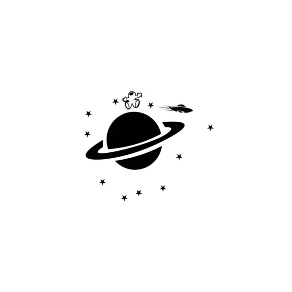 Astronauta Signo Vectorial Abstracto Emblema Icono Plantilla Logotipo Astronauta Luna — Vector de stock