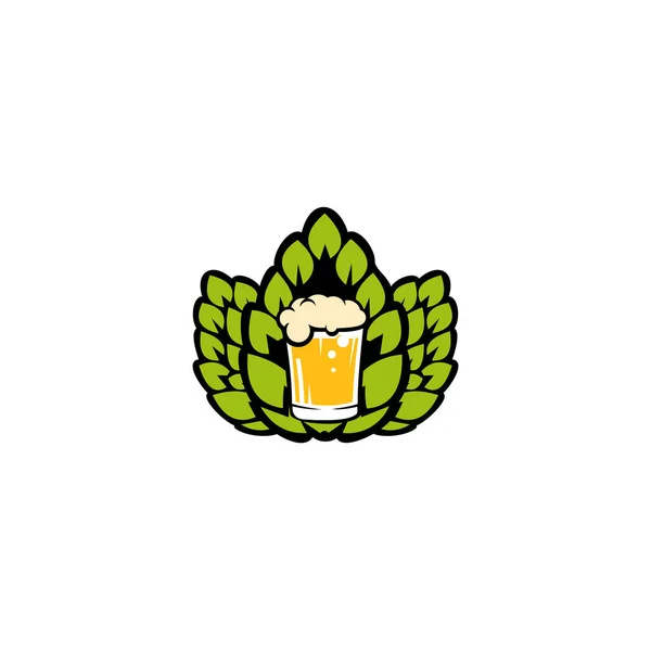 Beer Hop Logo Label Crachá Para Bar Festival Cerveja Cervejaria — Vetor de Stock