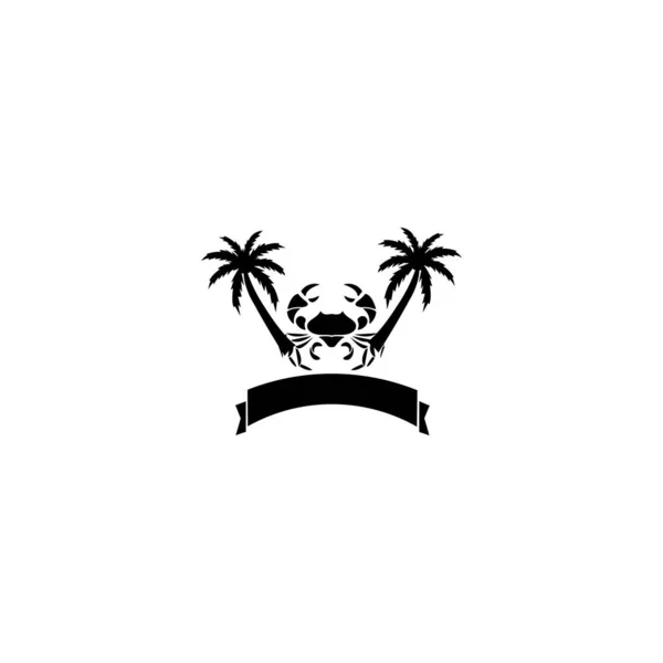 Krab Owoce Morza Etykieta Kraba Ikony Logo Naklejka Nadrukiem Dla — Wektor stockowy