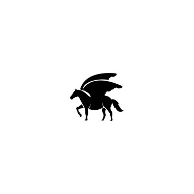 Pegasus Logosu, Kanatlı At logosu tasarımı. vektör illüstrasyonu