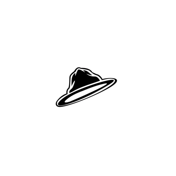 白色背景的黑色风格的沙滩帽全景图标 — 图库矢量图片
