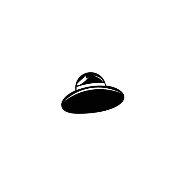白色背景的黑色风格的沙滩帽全景图标 — 图库矢量图片