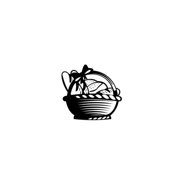 Логотип Хлебной Корзины Хлеб Завтрак Булочная Векторная Иллюстрация — стоковый вектор