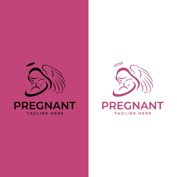 Família Bebê Cuidados Logotipos Coleção Símbolos Mulher Grávida Feliz —  Vetores de Stock