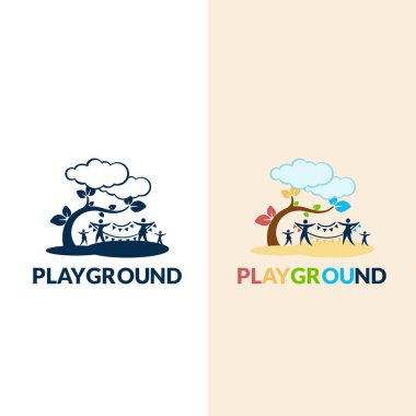 Oyun parkı Vektör Logosu Çizimi. Oyun grubu, anaokulu, anaokulu logosu şablonu