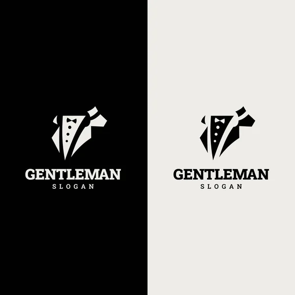 Gentleman Logo Gentleman Label Classic Illustration Men Only Icons Set — Stock Vector