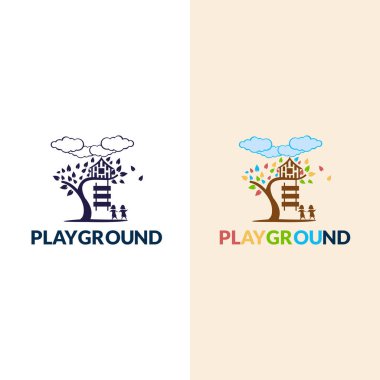 Oyun parkı Vektör Logosu Çizimi. Oyun grubu, anaokulu, anaokulu logosu şablonu