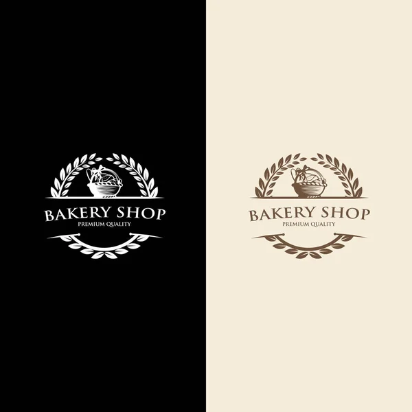 Bread Basket Logo Bakery Badge Label Retro Vector Illustration — Stock Vector