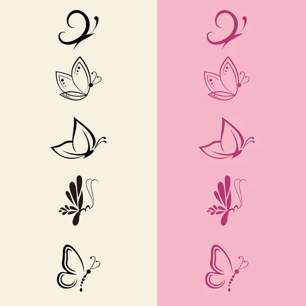Icône Graphique Papillon Tatouage Papillon Isolé Sur Fond Blanc Vecteur — Image vectorielle