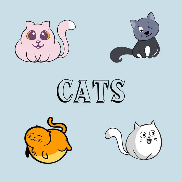 Nette Vektor Katze Cartoon Logo Vorlage Haustier Logo Set Für — Stockvektor