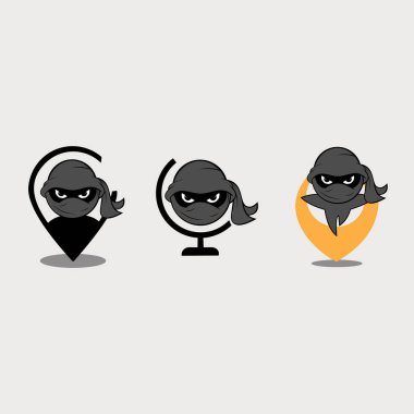 Şirin ninjaların vektör seti. Ninja Vektör Logosu