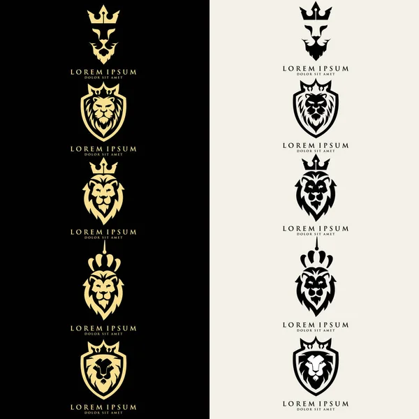 Лев Короною Вектор Шаблону Логотипу Голови Лева Підходить Логотипу Друку — стоковий вектор