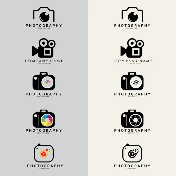 Modelo Vetor Ícone Logotipo Fotografia Câmera Fotografia Câmera Moderna Simples —  Vetores de Stock