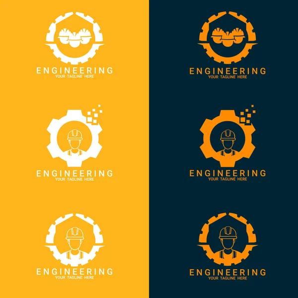 工程师Logo Desain模板的向量集 适用于公司标志 印刷品 应用及其他市场推广资料用途 — 图库矢量图片