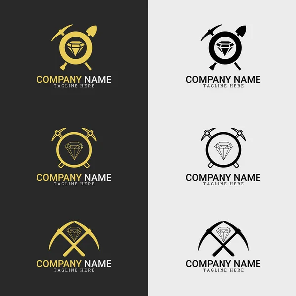 Logotipo Mineração Diamante Logotipo Liso Moderno Simples Ilustração Vetorial Preto — Vetor de Stock