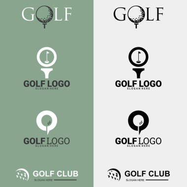 Golf kulübü logoları, etiketler ve amblemler. Şirket logosu, baskı, dijital, simge, uygulamalar ve diğer pazarlama materyalleri için uygun. golf logosu.
