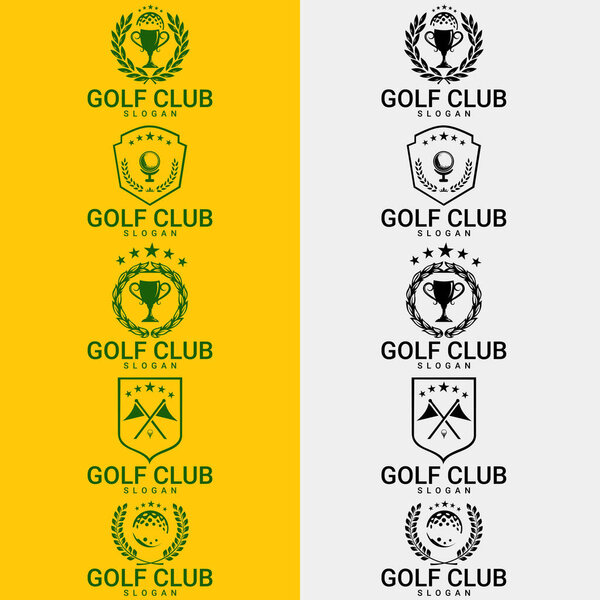 Set of golf club logos, labels and emblems. suitable for company logo, print, digital, icon, apps, and other marketing material purpose. golf logo set.