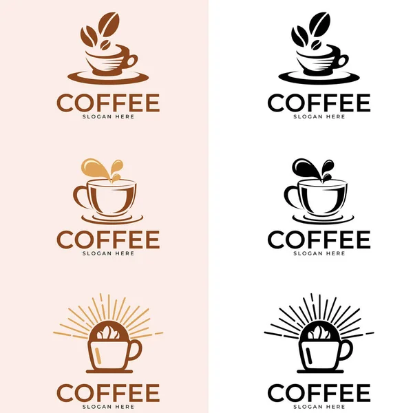 Kaffebutikens Logo Kaffelogotypen Uppsättning Moderna Vintage Kafé Logotyper Vektorillustration — Stock vektor