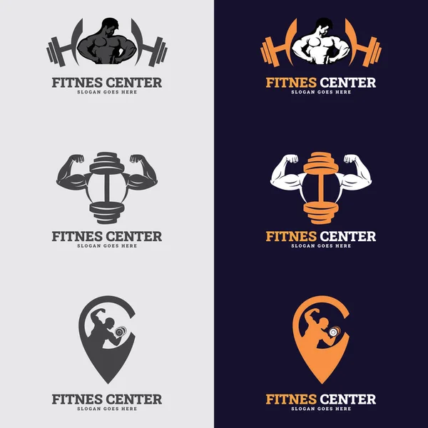 Juego Insignias Fitness Plantilla Diseño Del Logotipo Fitness Gym Etiquetas — Vector de stock