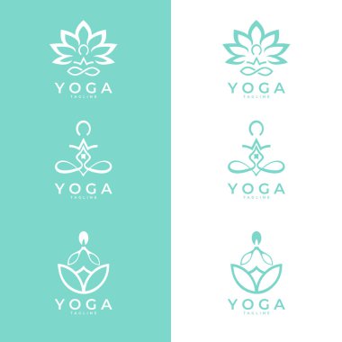 Spa merkezi ya da yoga stüdyosu için simgeler ve semboller. Meditasyon sembolü. Zen ahengi denge işareti. Vektör illüstrasyonu.