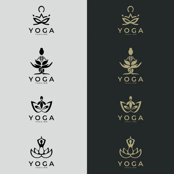 Набір Ікон Символів Спа Центру Або Йоги Студії Символ Медитації — стоковий вектор