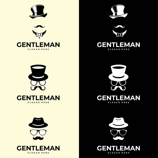Heren Logo Een Gentleman Label Klassieke Illustratie Met Mannen Alleen — Stockvector