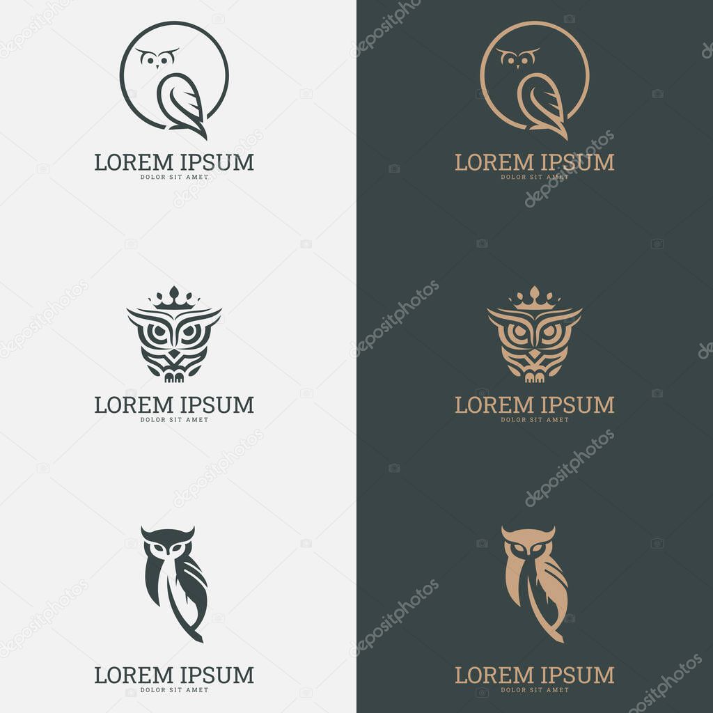 Owl logo set. suitable for company logo, print, digital, icon, apps, and other marketing material purpose.