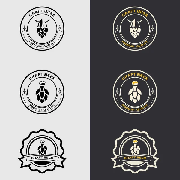 Постав Логотип Пива Крефтовий Логотип Пива Символи Іконки Паб Етикетки — стоковий вектор