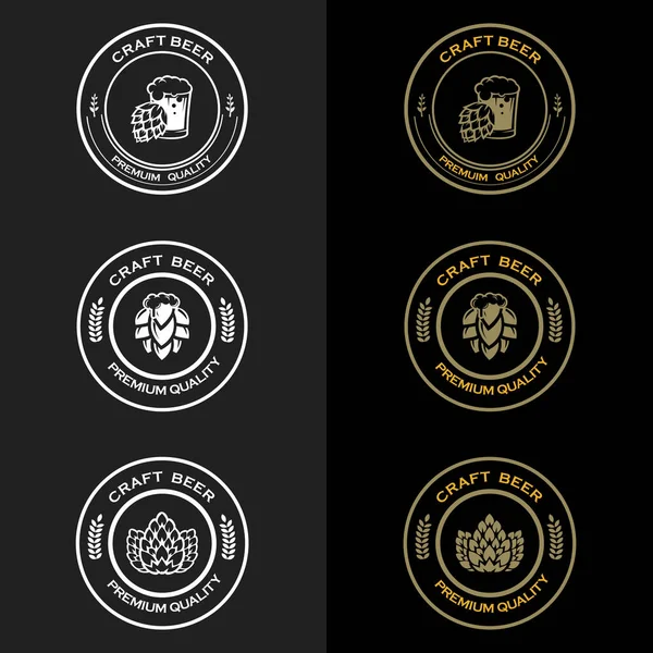 Постав Логотип Пива Крефтовий Логотип Пива Символи Іконки Паб Етикетки — стоковий вектор