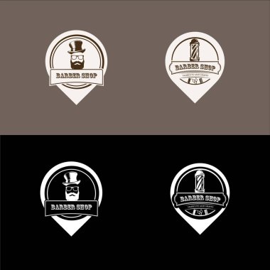 Klasik berber rozetleri ve amblemler. logo tasarımı premium vektörü