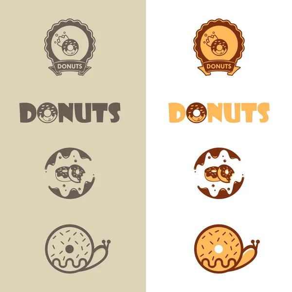 Modelo Vetor Logotipo Donuts Conjunto Vetorial Logotipos Donuts Café Lanche —  Vetores de Stock