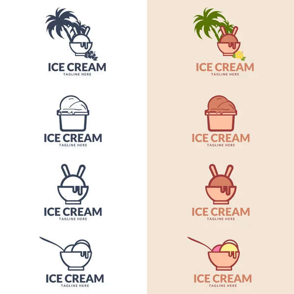 Logo Ice Cream Vector Italian Ice Cream Labels Retro Logos — Stock Vector