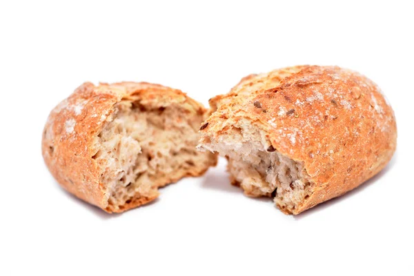 Pão rasgado em branco — Fotografia de Stock