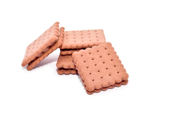Hnědé sušenky s čokoládou — Stock fotografie