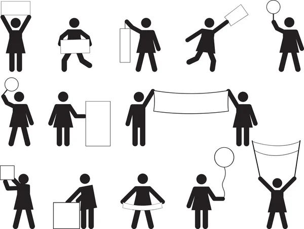 Vrouw pictogram bedrijf leeg banners — Stockvector